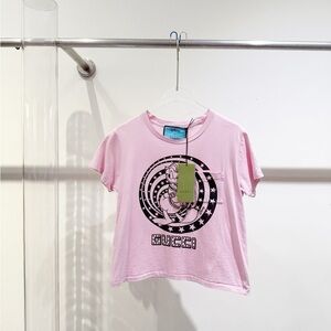 Authentic Gucci Pink  T-Shirt with Black Graphic